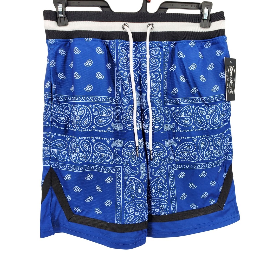 Dogg Supply by Snoop Dogg Mens Medium Royal Blue Paisley Bandana Lined Short New